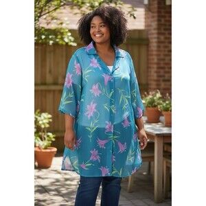 Lane Bryant Intimates Floral Sheer Robe Size 26/28 4X 2 Piece Set